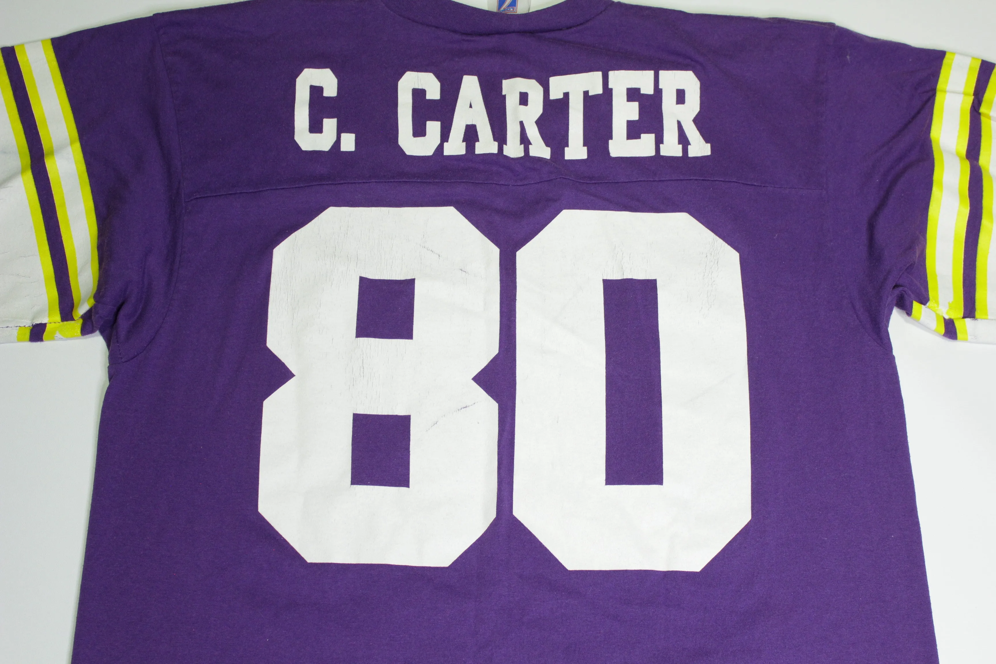 Cris Carter Vintage Minnesota Vikings #80 1990's Logo 7 Made in USA T-Shirt Jersey