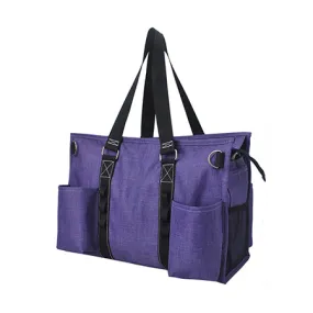 Crosshatch Purple NGIL Zippered Lined Caddy Organizer Tote Bag