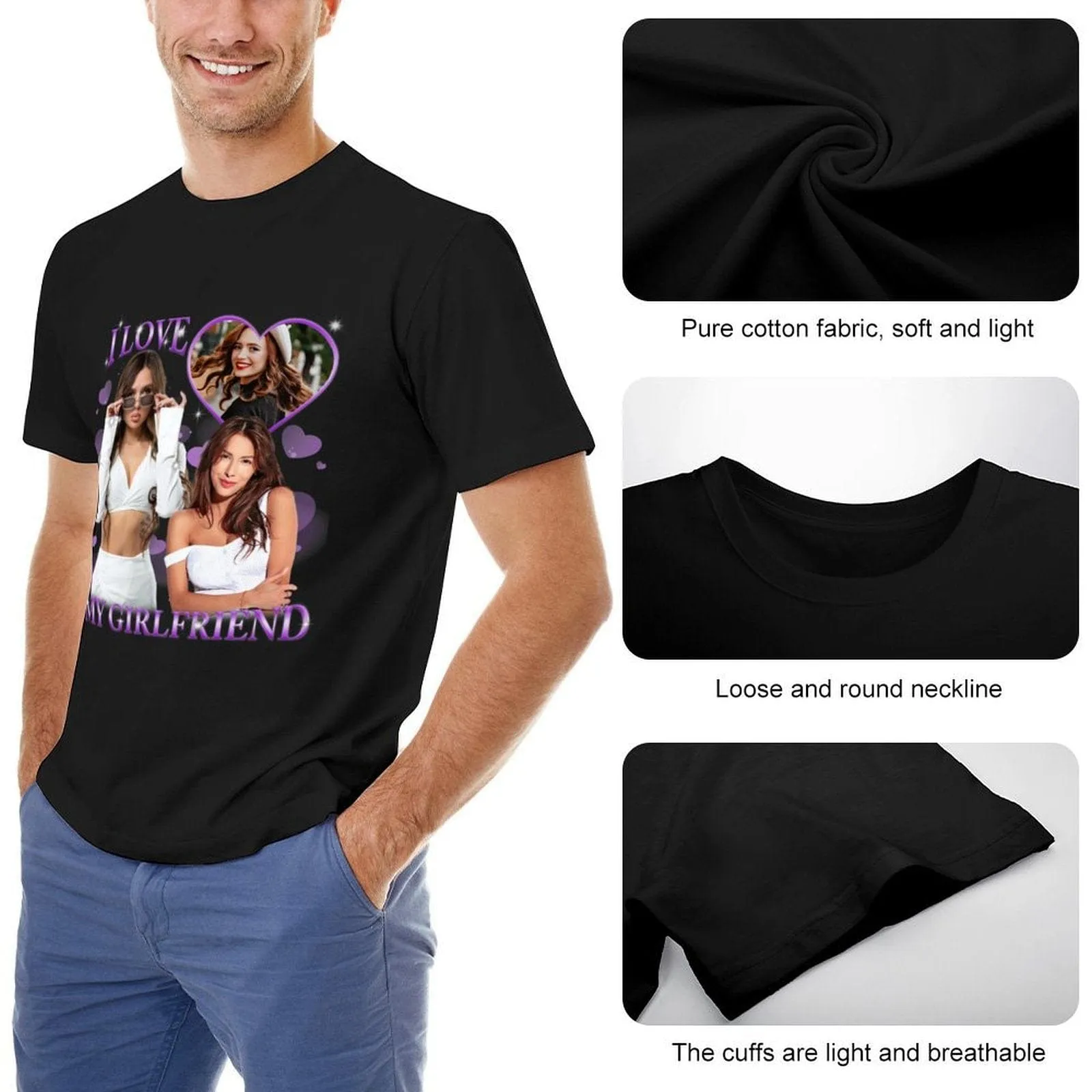 Custom Girlfriend Photo Tee Shirts Insert Your Design For Men Women