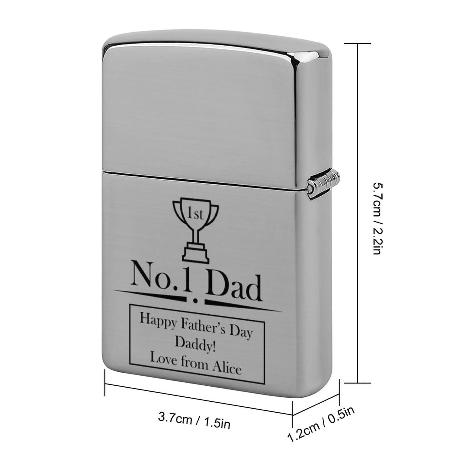 Custom Name Metal Single-Sided Printing No.1 Dad Lighter Housing Personalized Lighter Case Father's Day Gift