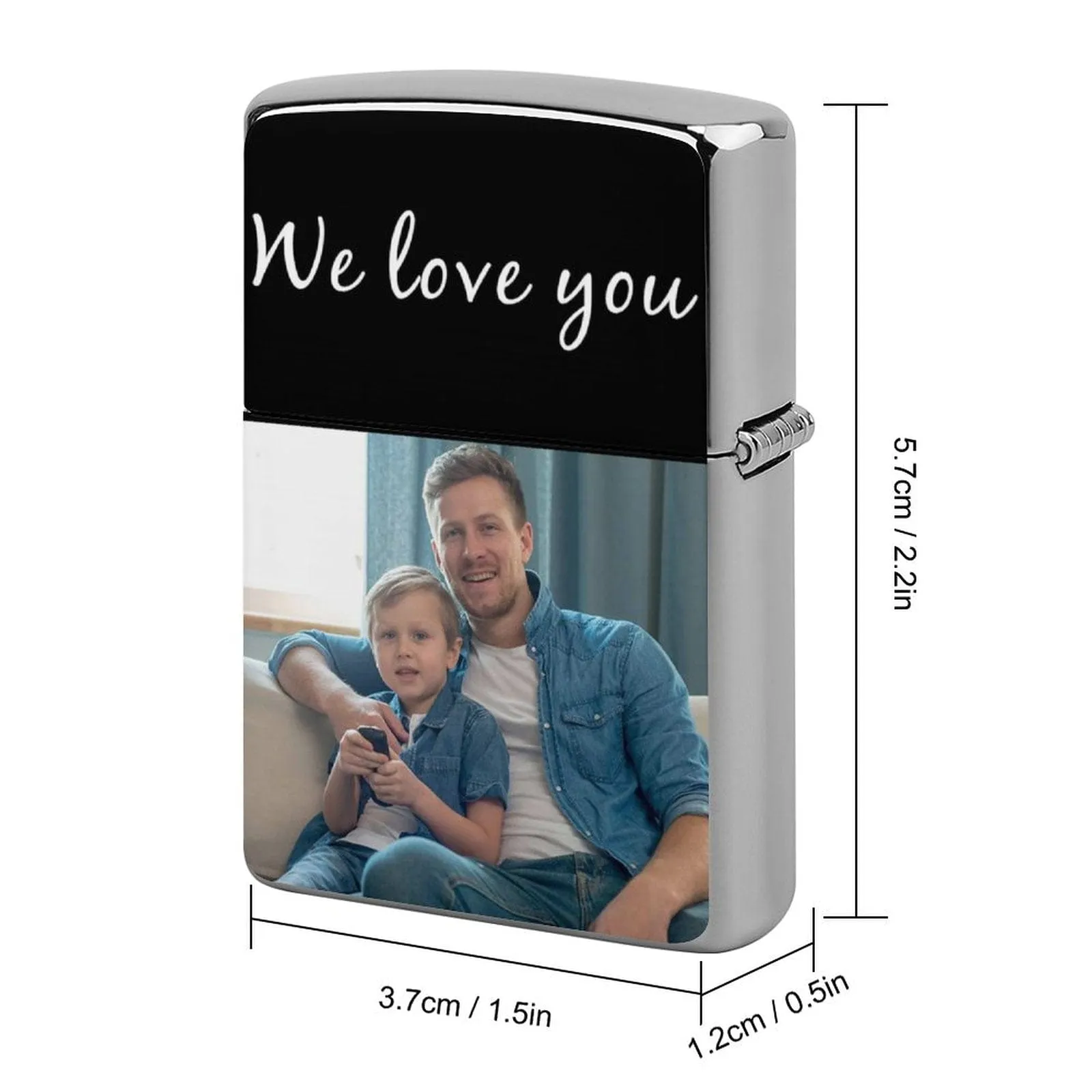 Custom Photo&Text Metal Single-Sided Printing Lighter Housing Personalized Lighter Case Father's Day Gift