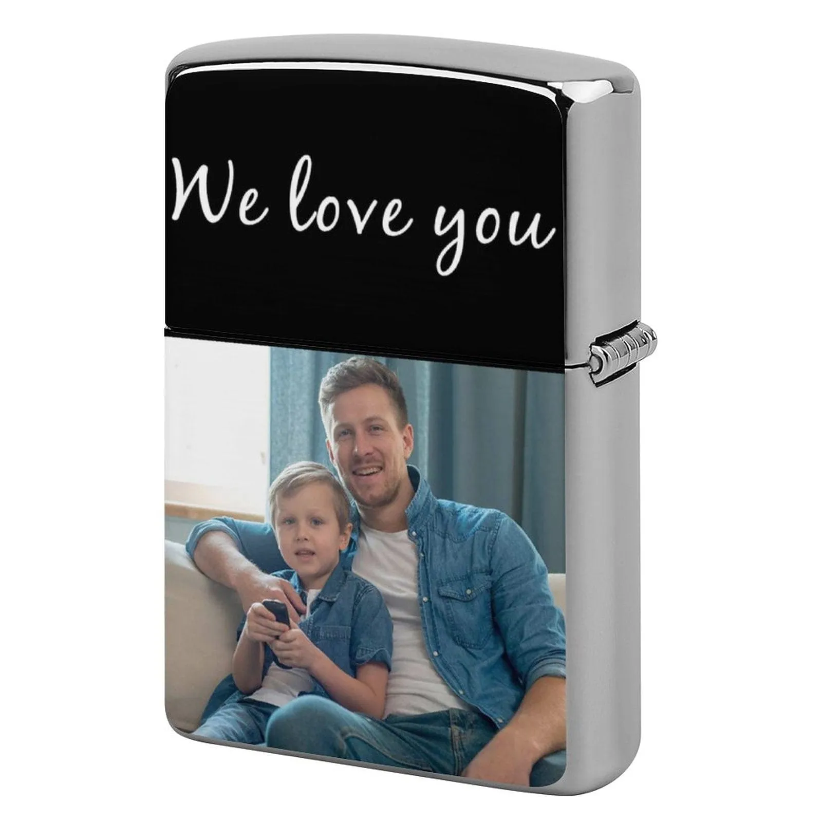 Custom Photo&Text Metal Single-Sided Printing Lighter Housing Personalized Lighter Case Father's Day Gift