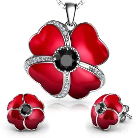 DEPHINI - Poppy Jewellery set - 925 Sterling Silver Necklace Earrings