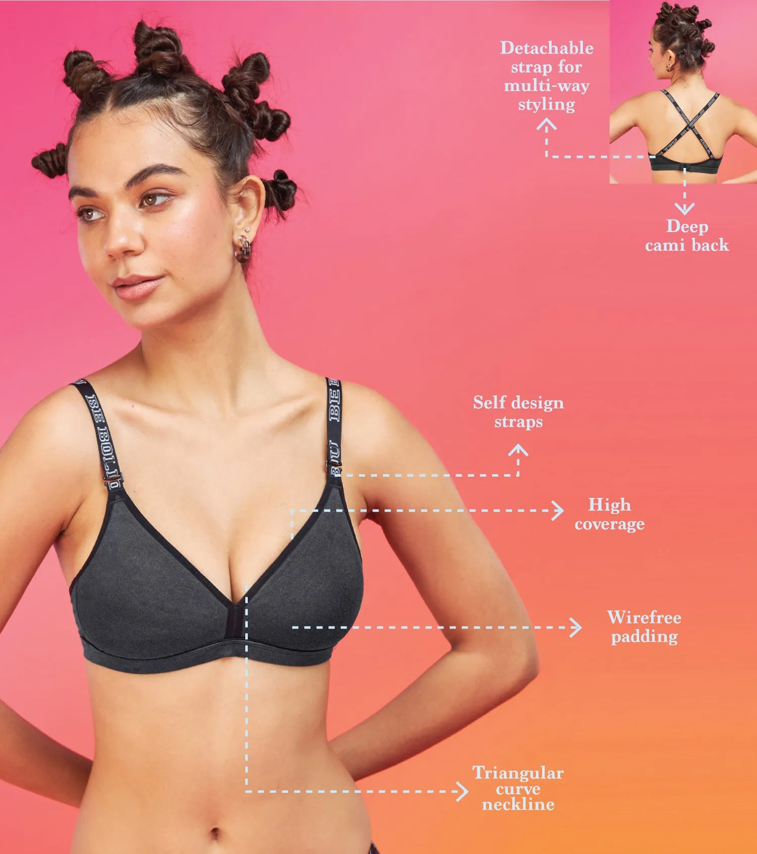 Enamor XO Graphite Non Wired Padded Regular Bra - Lena