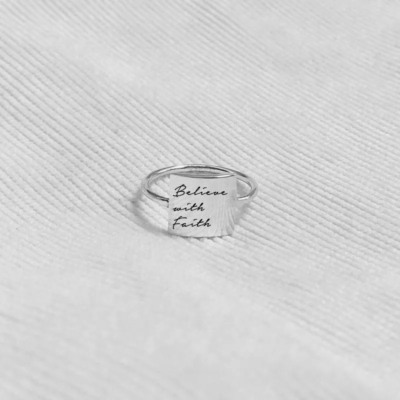 Faith Over Fear Ring Inspirational Ring S925 Sterling Silver Jewelry Personalized Gift