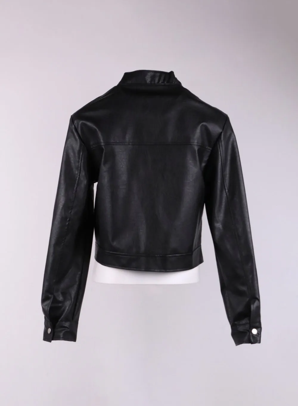 Faux Leather Zip-Up Jacket CJ431