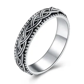 Fidget Ring Sterling Silver Anxiety Ring for Women Spinner Band Ring Stress Relieving Wide Celtic Ring for Men