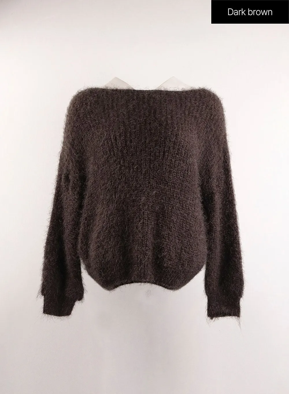 Fuzzy Boat Neck Knit Sweater IJ410