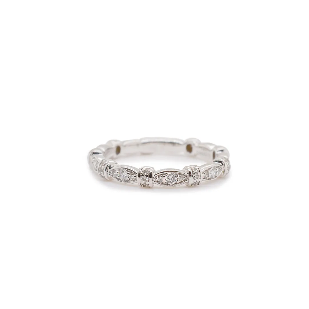 Gabriel & Co. 14K White Gold Ladies Geometric Station Stackable Diamond Ring