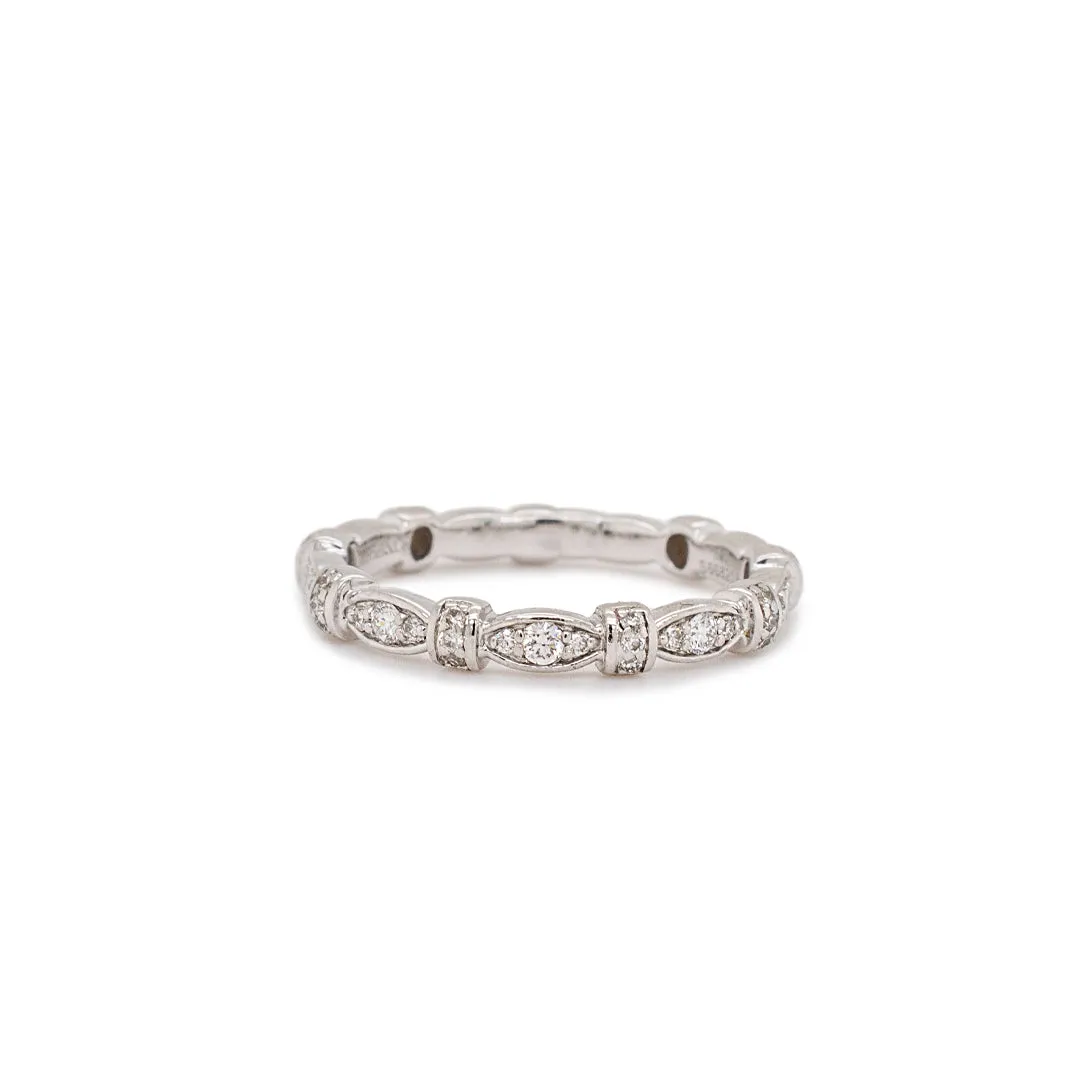 Gabriel & Co. 14K White Gold Ladies Geometric Station Stackable Diamond Ring