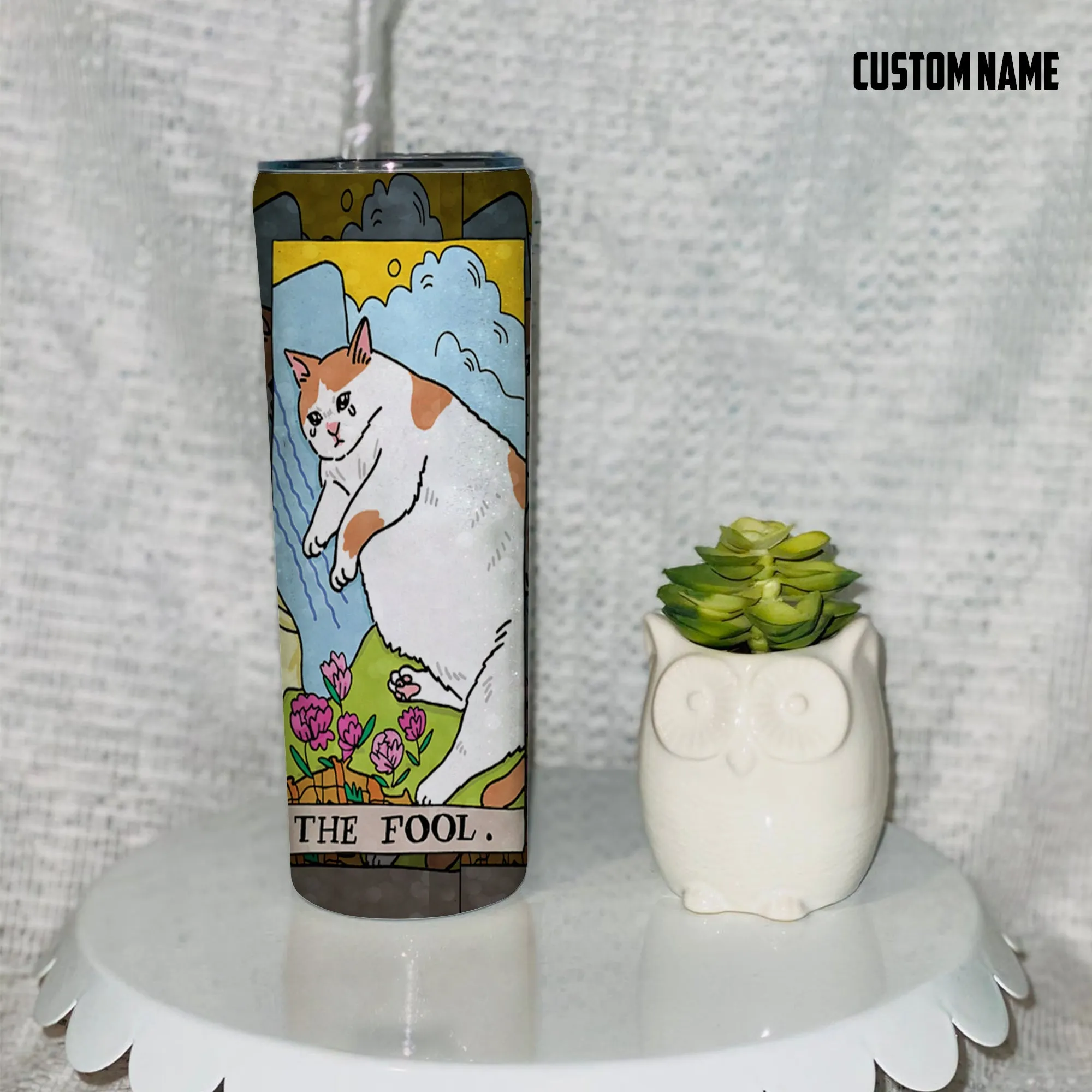 Gearhuman 3D Crying Cat Meme The Fool Tarot Custom Name Tumbler