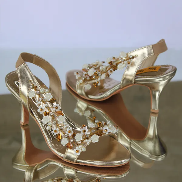 Golden Fancy Heel Sandal for women