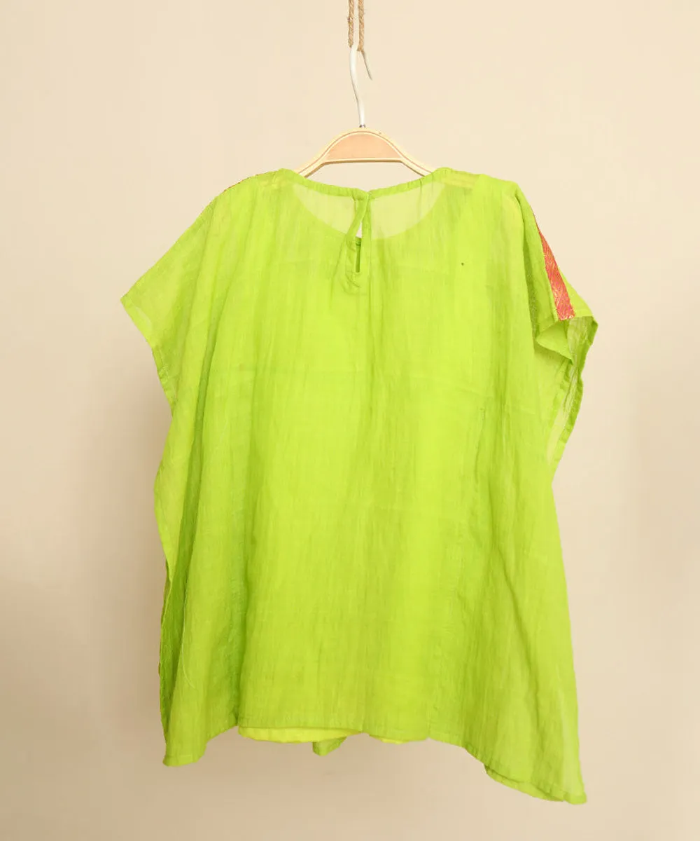 Green handwoven cotton kaftan dress