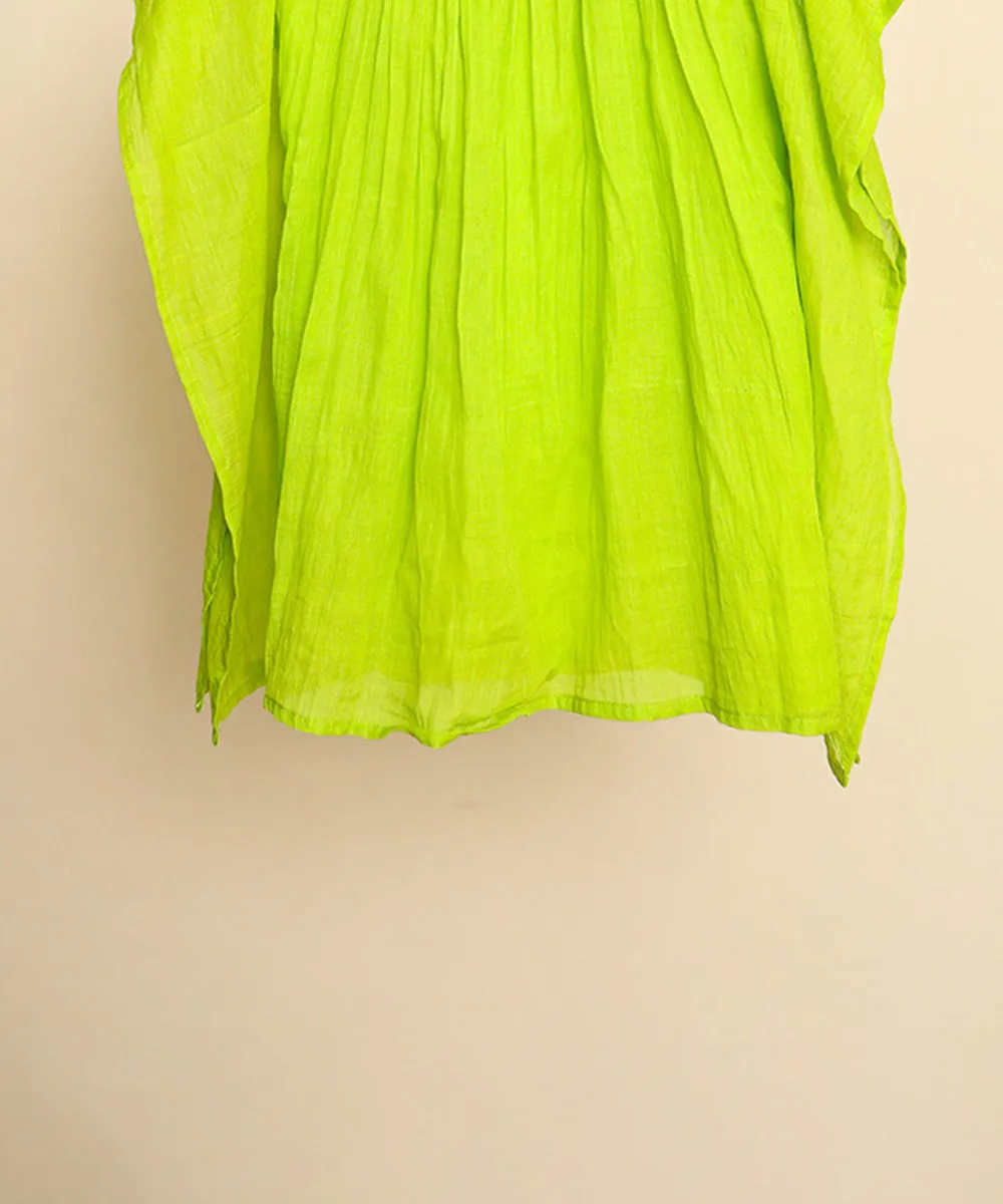 Green handwoven cotton kaftan dress