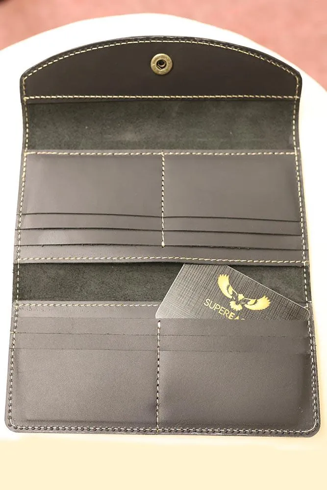 Handcrafted Button Opening Genuine Leather Wallet