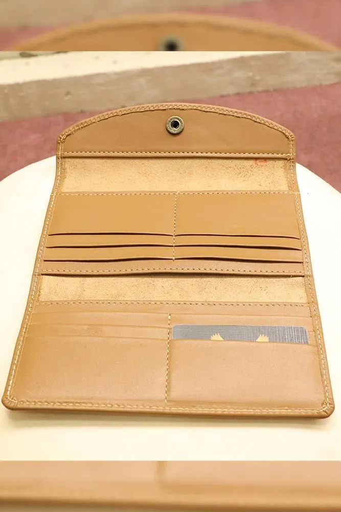 Handcrafted Button Opening Genuine Leather Wallet