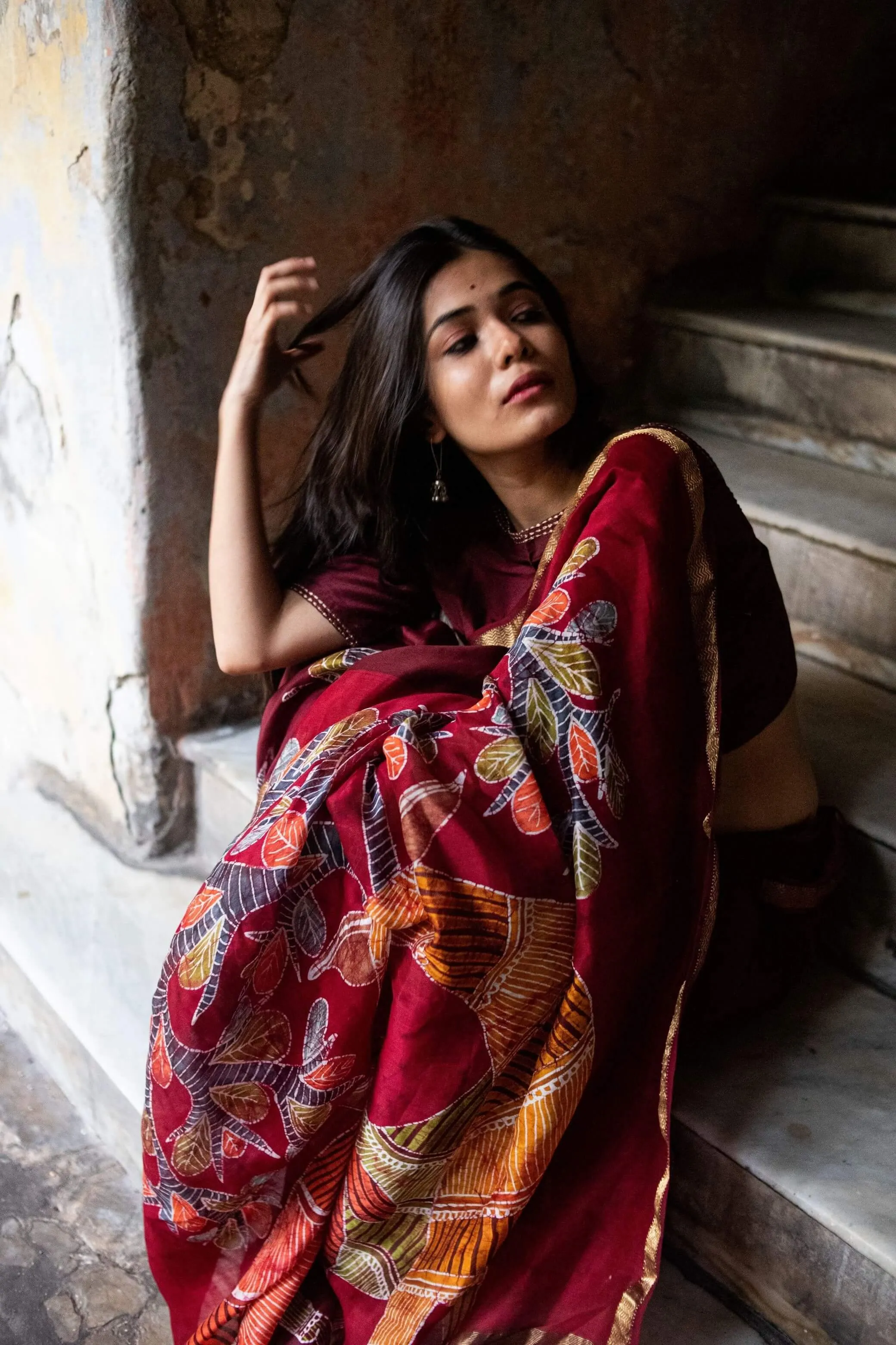 Heeranya-  Narmada Batik Maheswari saree