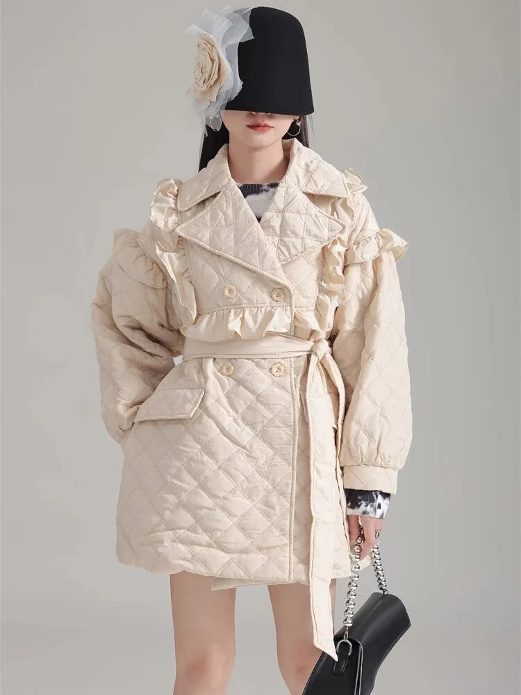 Hunta Ruffle Coat - Cream