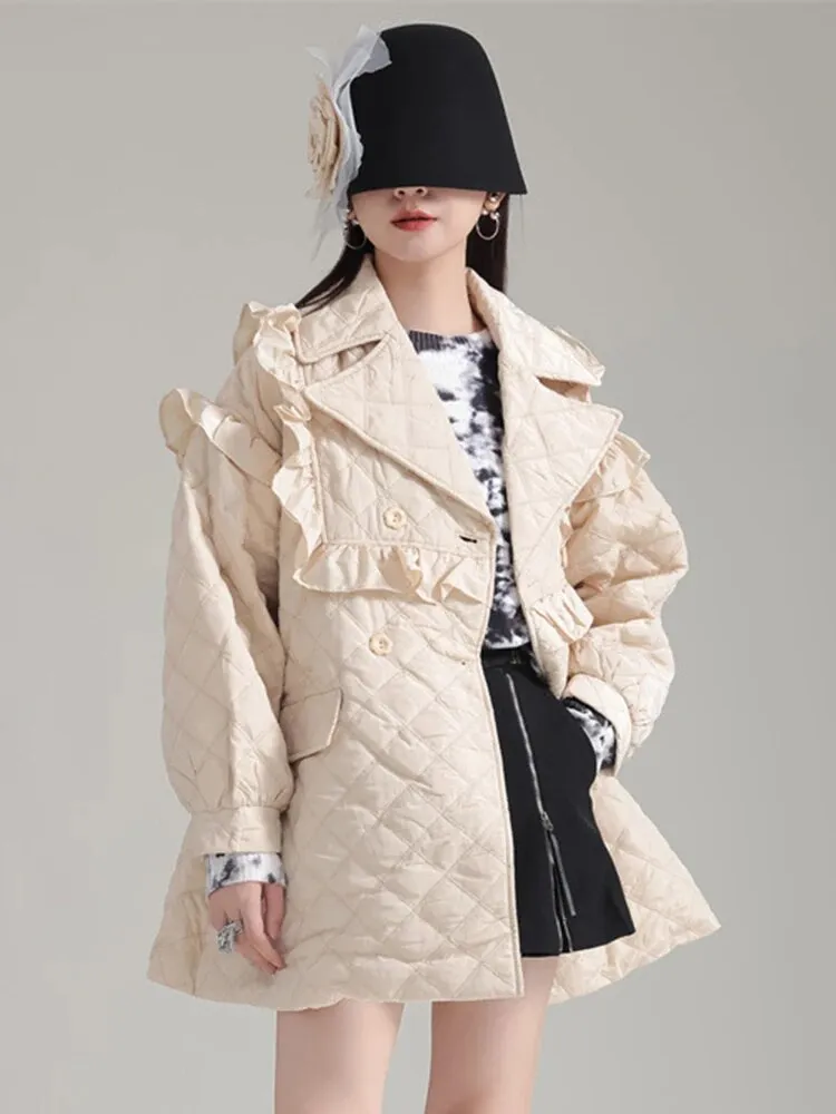 Hunta Ruffle Coat - Cream