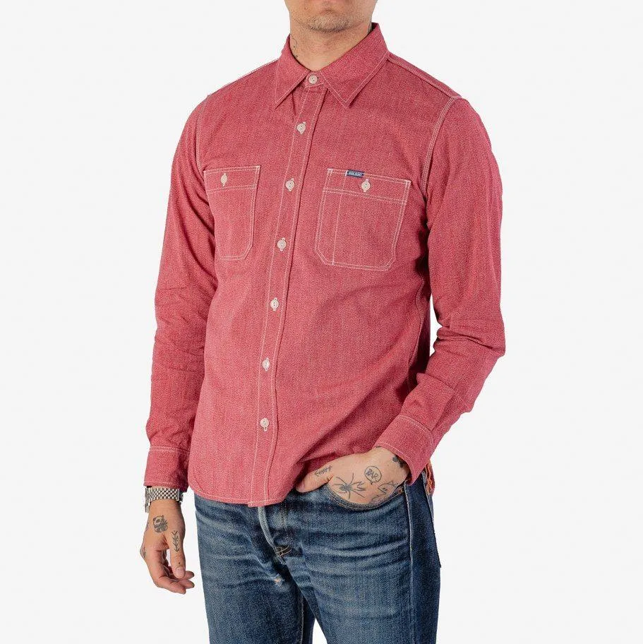 Iron Heart - 10oz Mock Twist Selvedge Chambray Work Shirt - Red