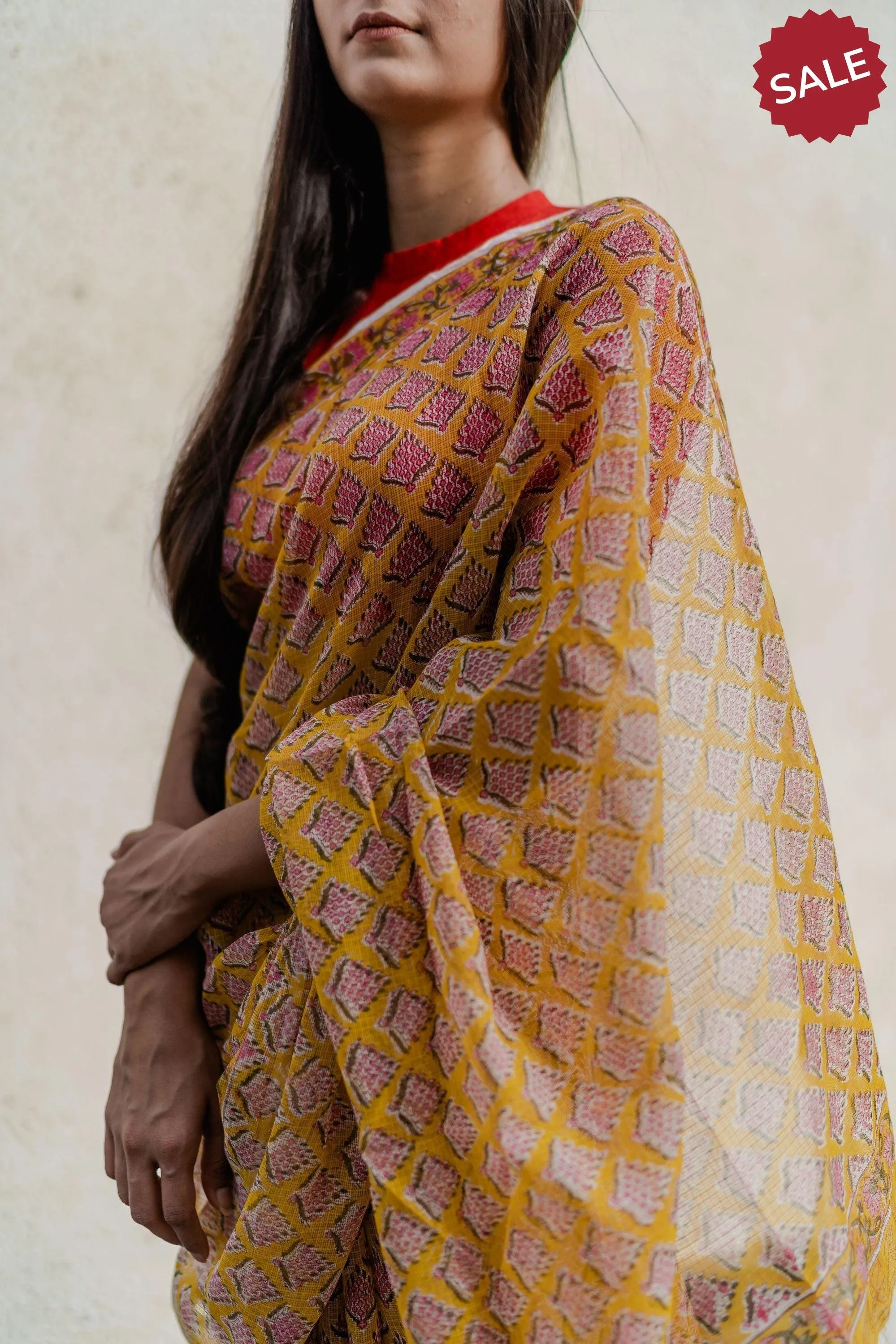 Kaisori Bagh Champa Kota blockprinted silk cotton saree