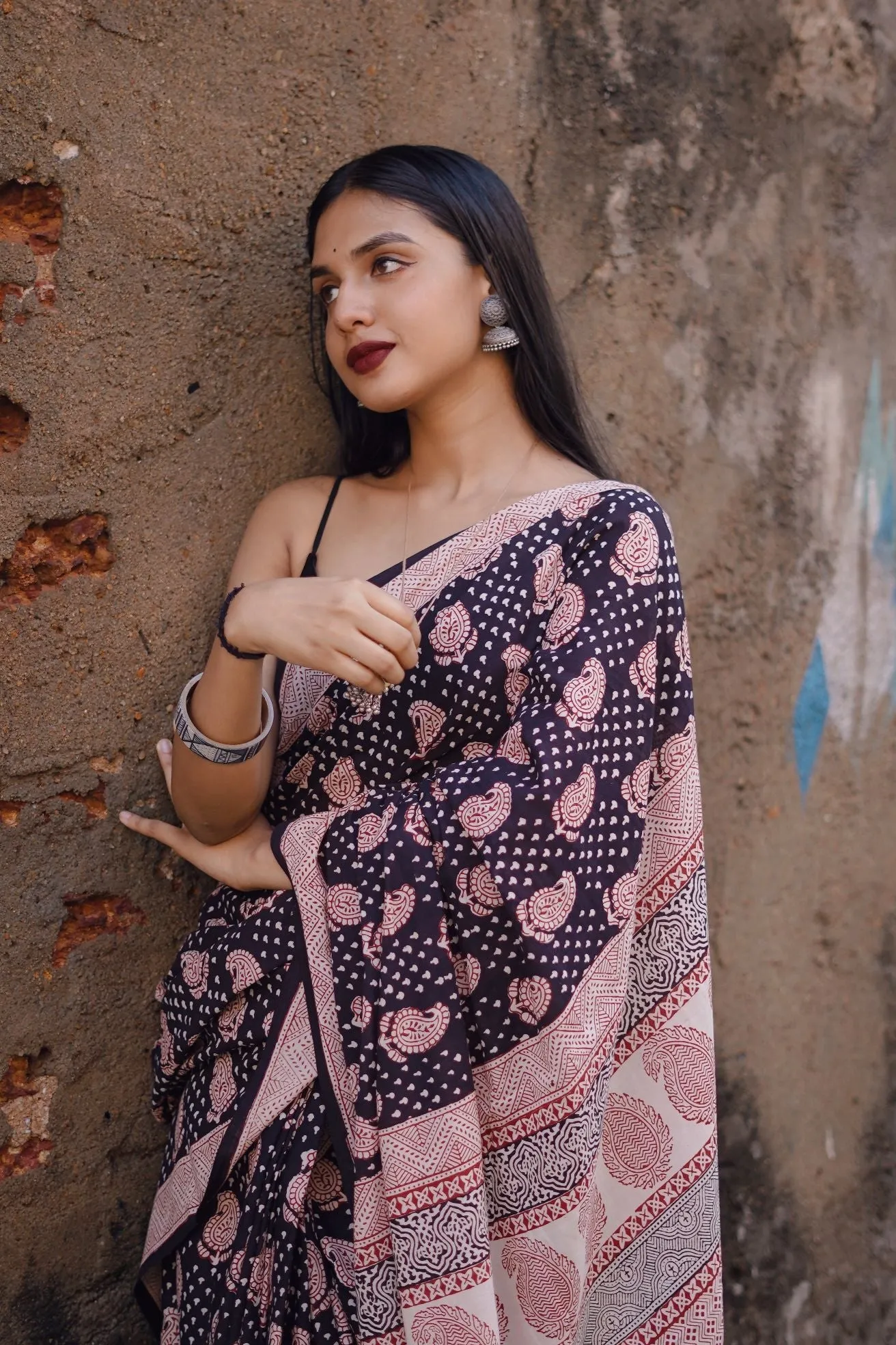 Kaisori Nandana Kairi handblockprinted cotton saree