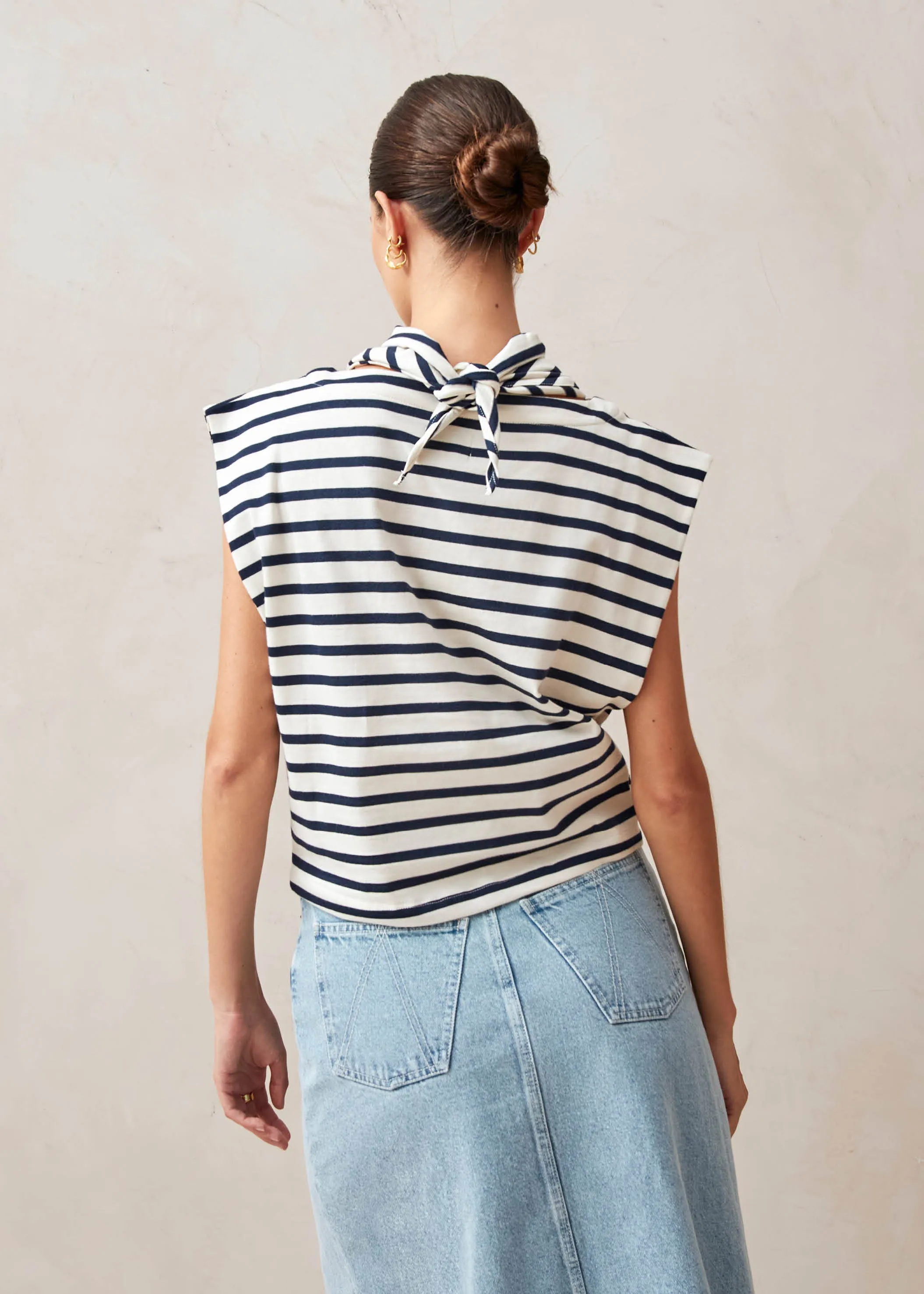 Laurent Stripes Navy And Cream Tshirt