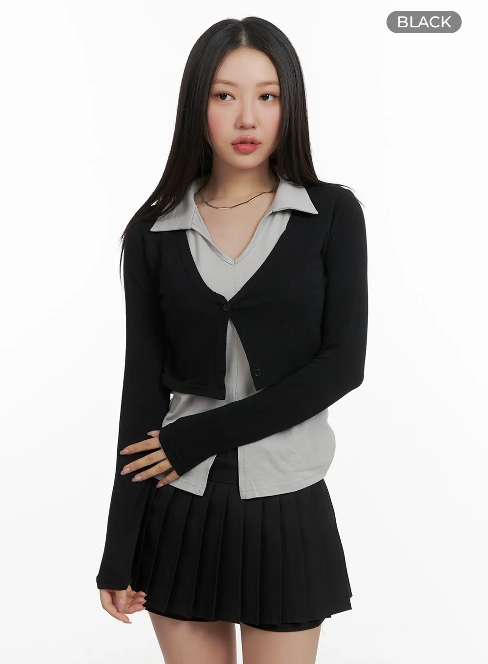 Layered Collared Cardigan CA409