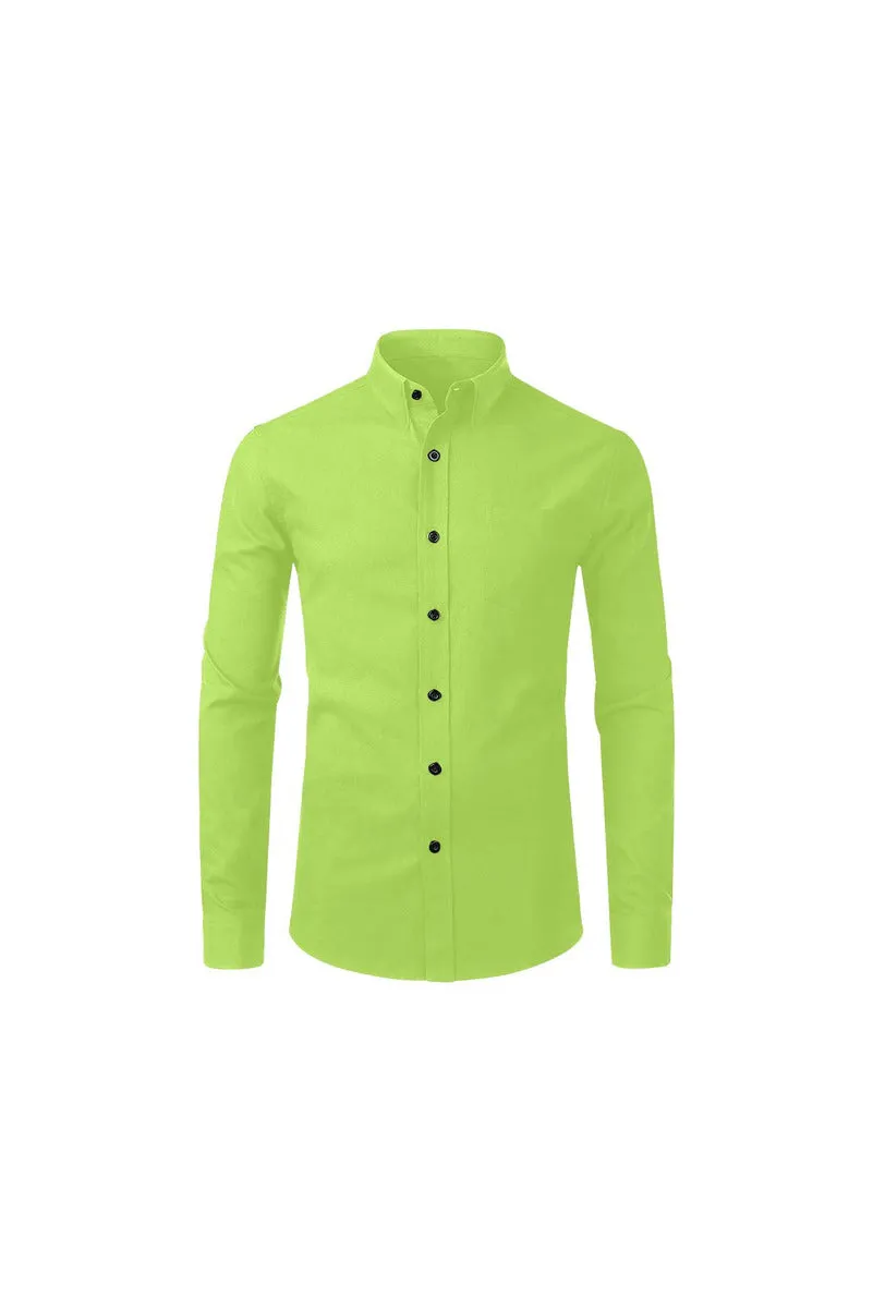 Lime Green Men's All Over Print Casual Dress Shirt (Model T61)