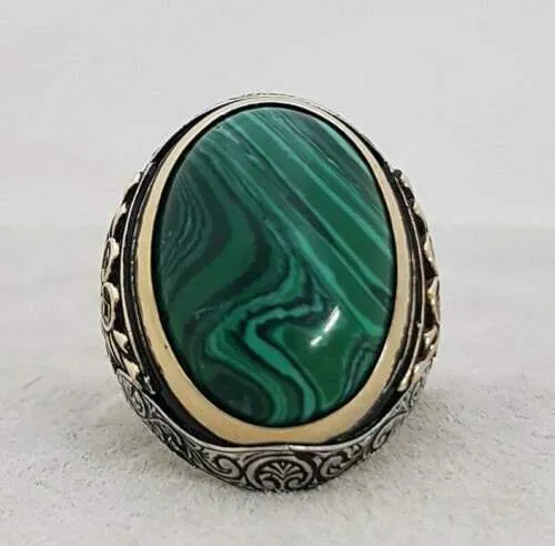 Malachite Designer Gemstone 925 Solid Sterling Silver Ring, Birthstone, Handcrafted Jewelry