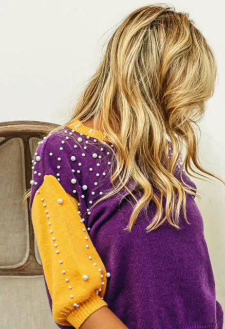 Mardi Gras Pearl Sweater