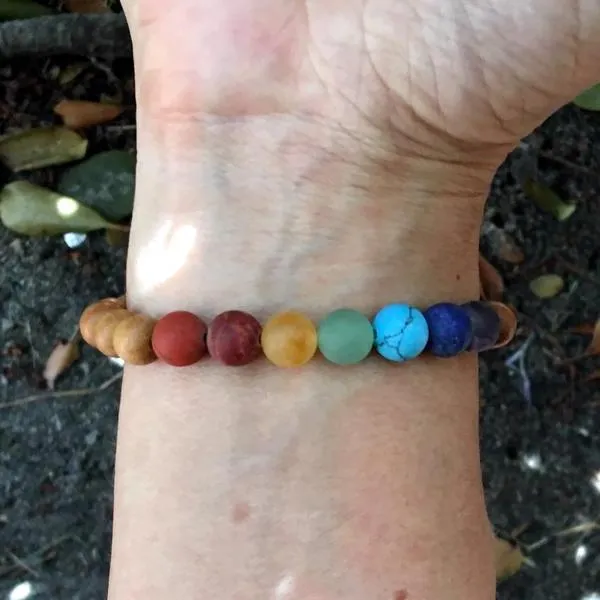 Matte Chakra Gemstones Sandalwood Chakra Bracelet