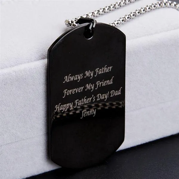 Mens Dog Tag Necklace Engraved