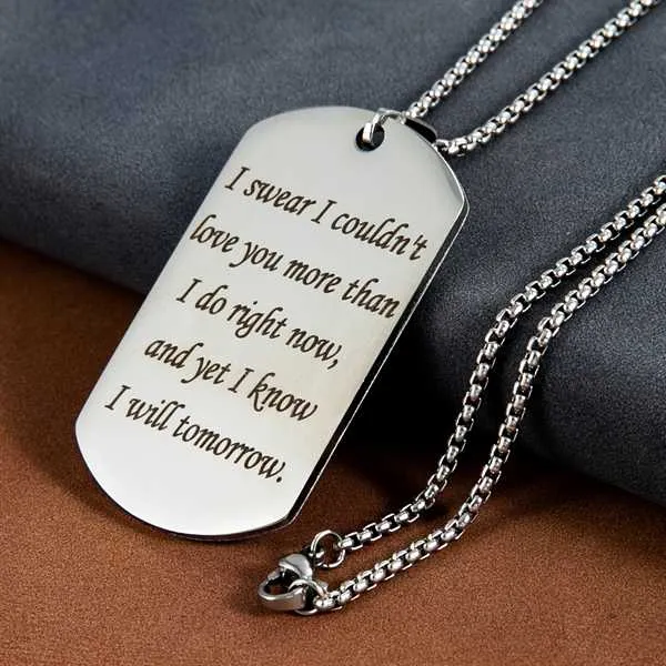 Mens Dog Tag Necklace Engraved