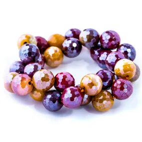 Mookaite 12mm Plated Faceted Round - 15-16 Inch