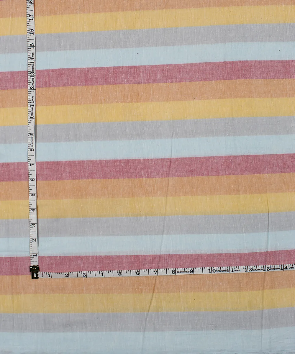 Multicolor handwoven bengal cotton stripes fabric