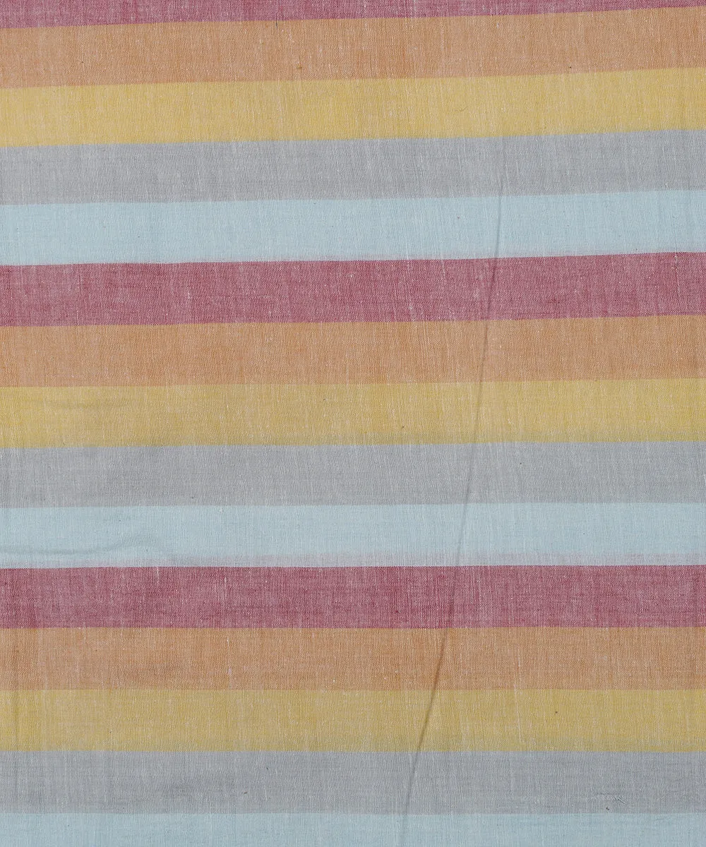 Multicolor handwoven bengal cotton stripes fabric