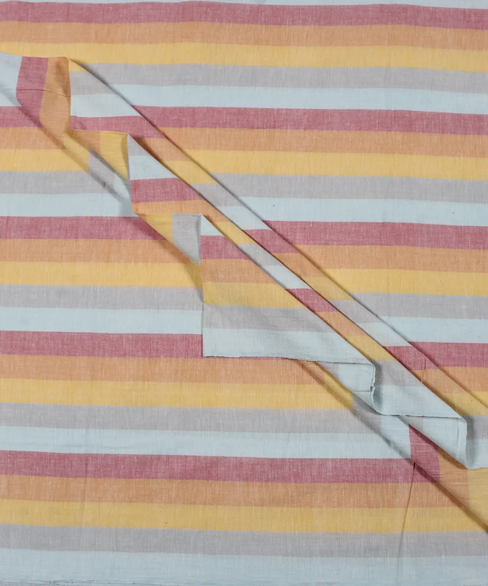 Multicolor handwoven bengal cotton stripes fabric