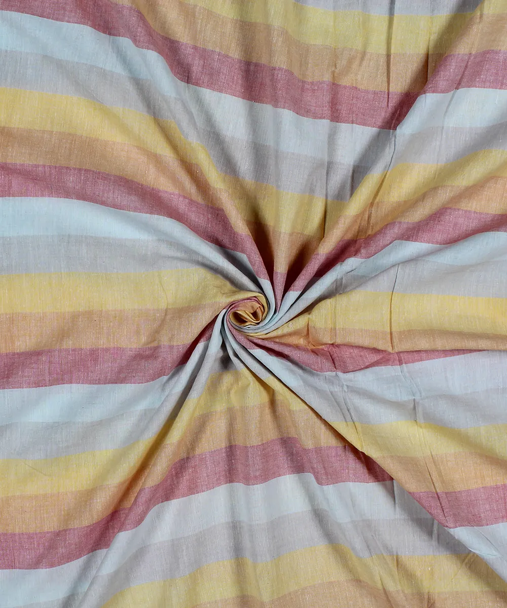 Multicolor handwoven bengal cotton stripes fabric