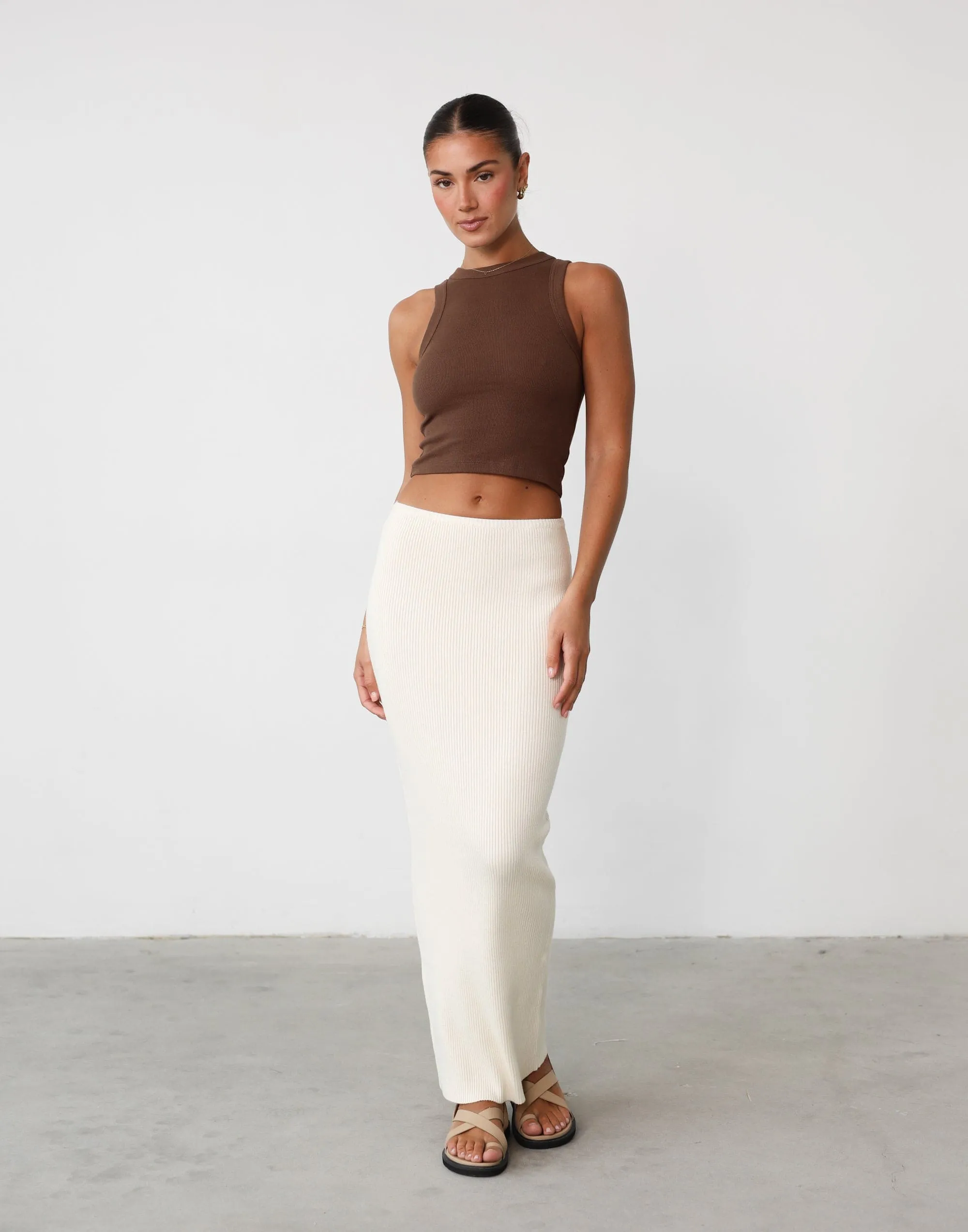 Nate Knit Maxi Skirt (Cream)