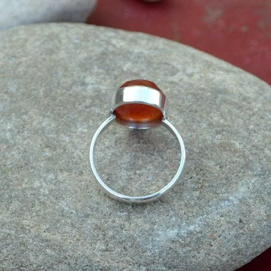 Natural Carnelian Gemstone Solid 925 Sterling Silver Ring, Carnelian Jewelry, Nickel Free