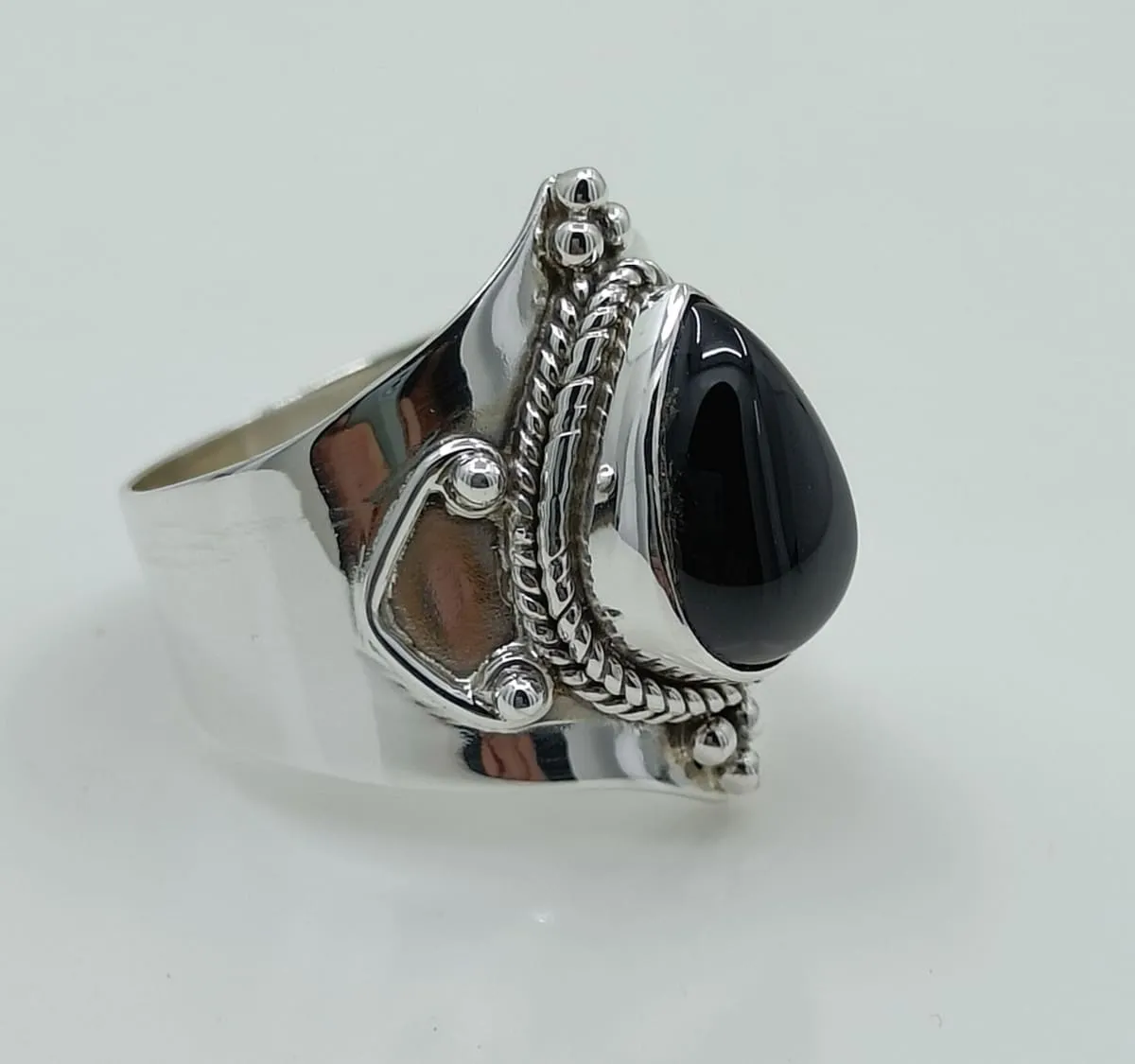 Navya Craft Black Onyx 925 Solid Sterling Silver Handmade Women Ring Sizes 4 to 13 (US)