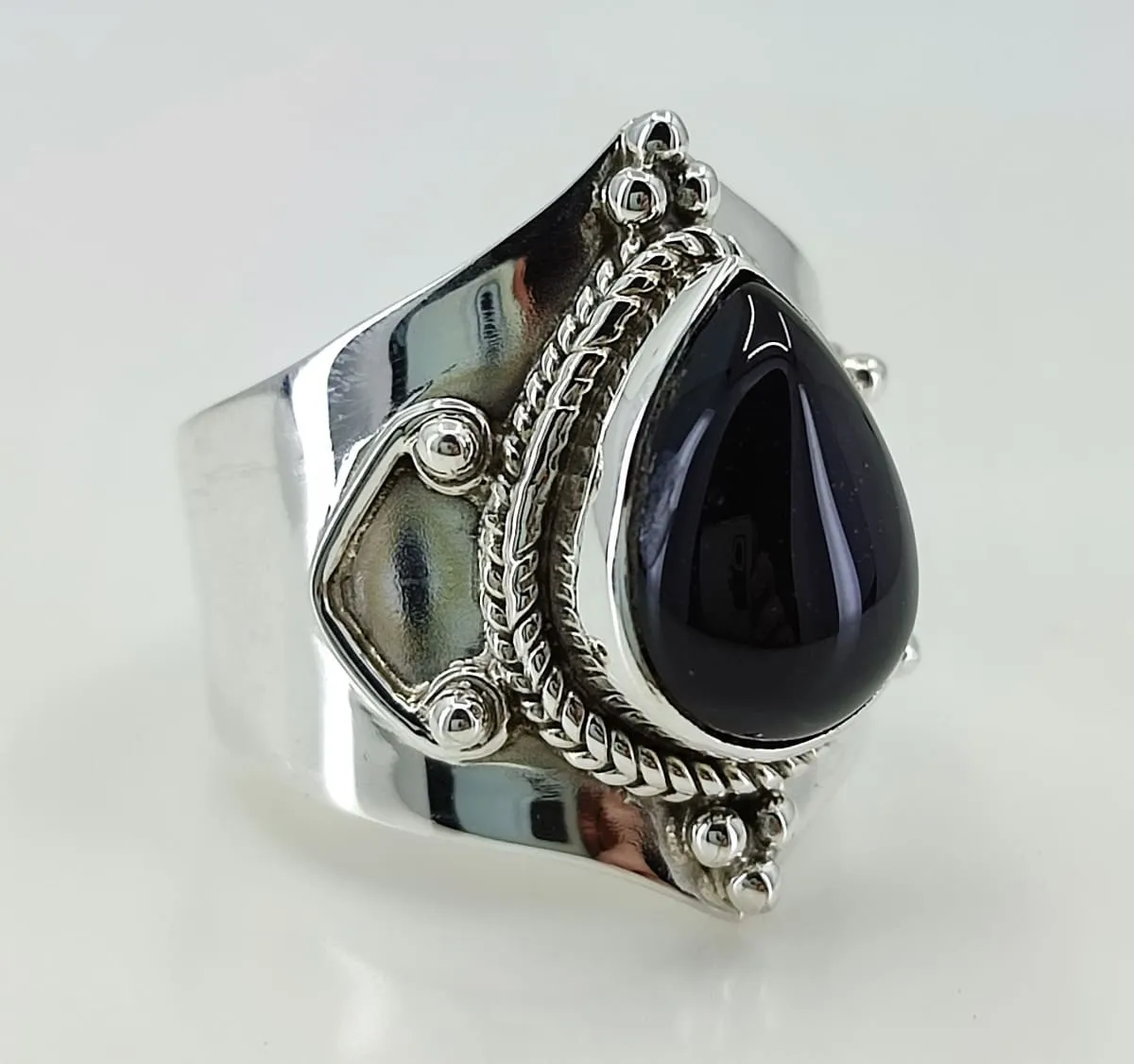 Navya Craft Black Onyx 925 Solid Sterling Silver Handmade Women Ring Sizes 4 to 13 (US)