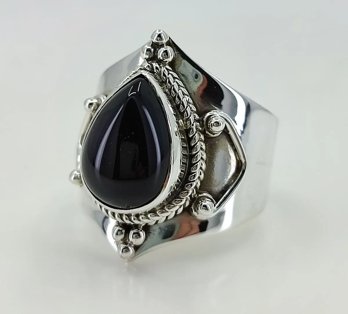 Navya Craft Black Onyx 925 Solid Sterling Silver Handmade Women Ring Sizes 4 to 13 (US)