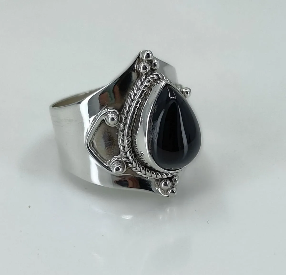 Navya Craft Black Onyx 925 Solid Sterling Silver Handmade Women Ring Sizes 4 to 13 (US)