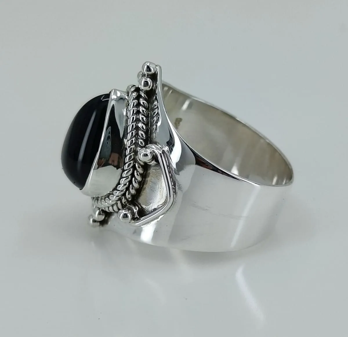 Navya Craft Black Onyx 925 Solid Sterling Silver Handmade Women Ring Sizes 4 to 13 (US)