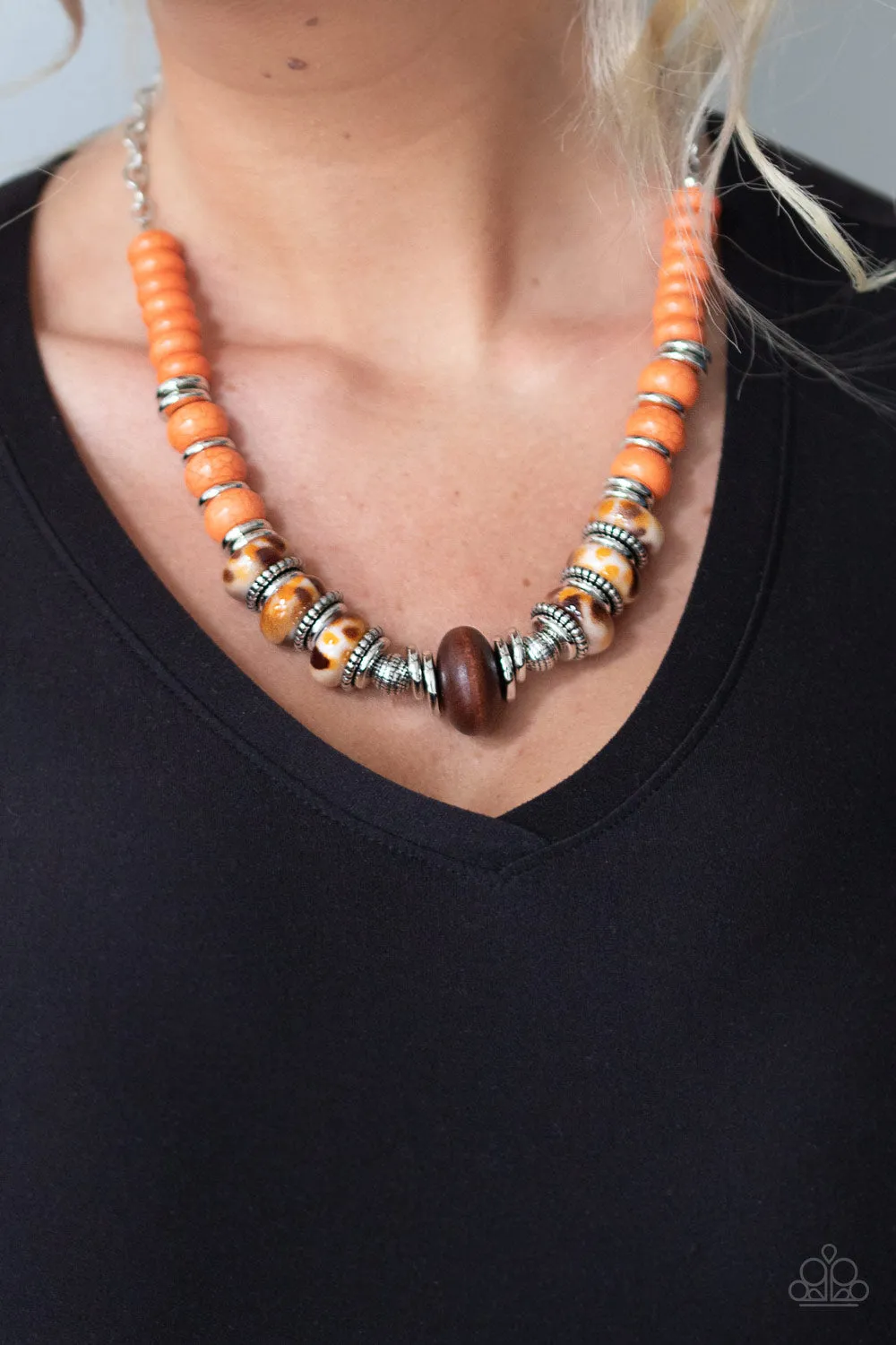 Paparazzi Desert Tranquility - Orange Short Necklace