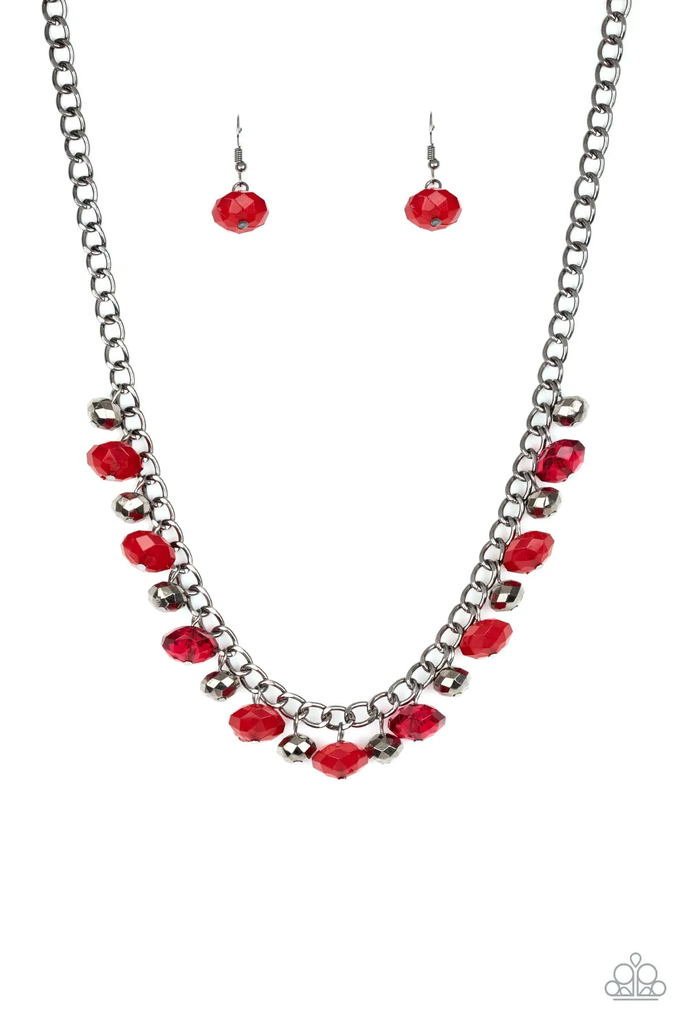 Paparazzi Runway Rebel Red Necklace Set