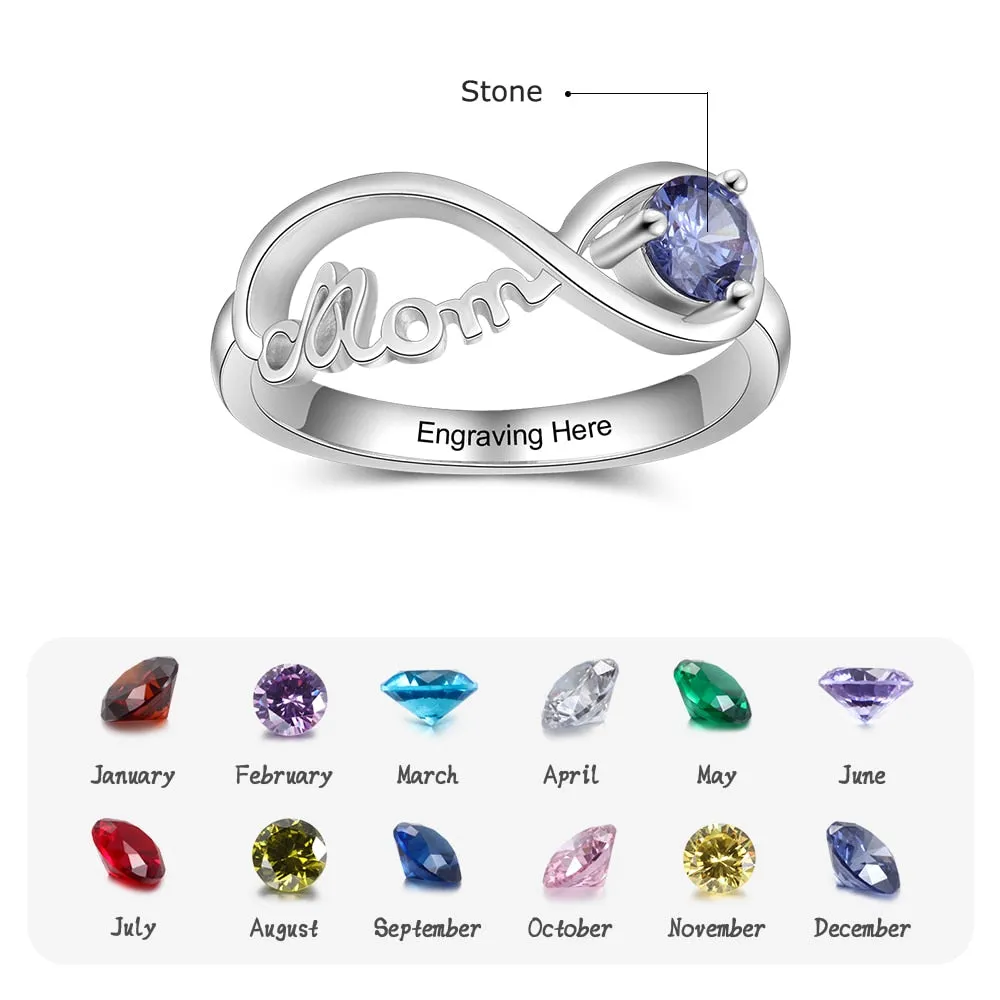 Personalized Engraved Names Birthstone Mom Jewelry 925 Sterling Silver Custom Rings For Women