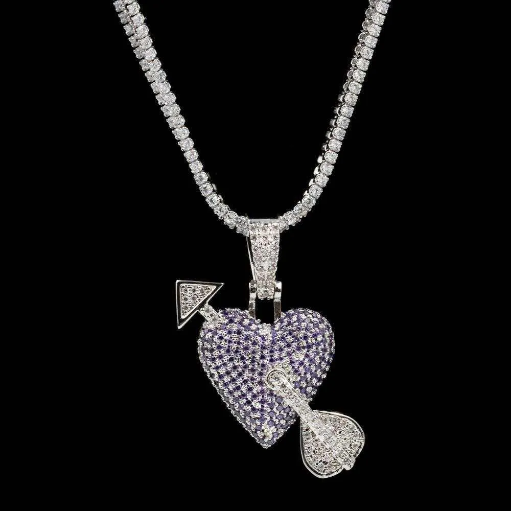 Purple Heart Pendant in White Gold